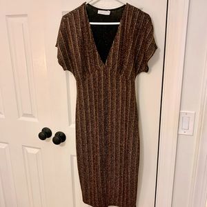 Vintage looking metallic midi dress